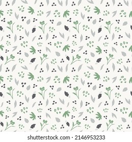 Spring summer botanical seamless pattern. Simple  shape flowers. Abstract vector illustration for printing, decoration, textile, branding design
