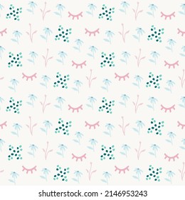 Spring summer botanical seamless pattern. Simple  shape flowers. Abstract vector illustration for printing, decoration, textile, branding design