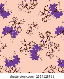 Spring Summer Bugs and Flowers Vector Seamless Pattern