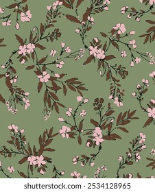 Spring Summer Bugs and Flowers Vector Seamless Pattern