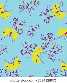 Spring Summer Bugs and Flowers Vector Seamless Pattern