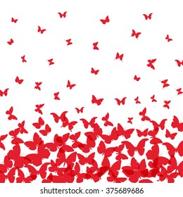 spring summer card design. banner, red  butterfly on white background. Vector
