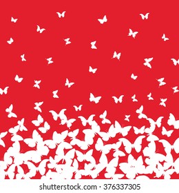 spring summer card design. banner, white butterflies on red background. Vector