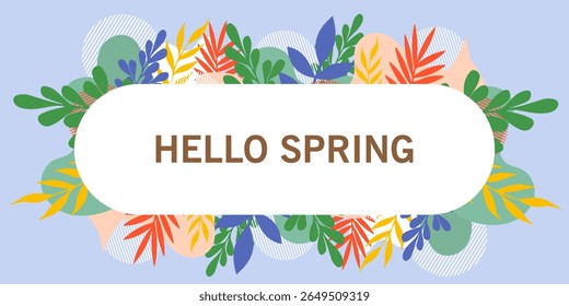 Spring and summer card templates with nature elements. Floral background with a of wild leaves flowers for mothers day, easter, birthday, card, banner, invitation, social media post, poster, design