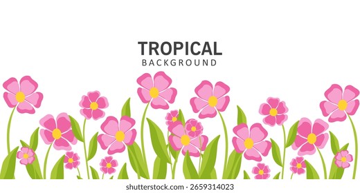 Tarjetas de primavera o verano, Anuncio con flores lindas Plantillas de arte botánico floral tropical para cartel de vacaciones, Día de la Madre, Pascua y invitación de cumpleaños, publicación de redes sociales, portada, publicidad.