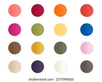 Spring summer color palette Circle Button Drop Shadow on White Background 