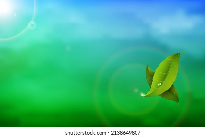 Spring or summer environmental landscape with falling tea leaves in the daytime, Environmental Background Vector Illustration EPS 10 