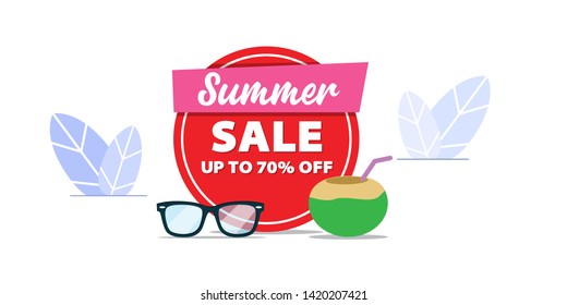 spring summer flat creative illustration vector of graphic , small people in spring summer flat illustration vector , vector summer sale flat illustration for website landing page
