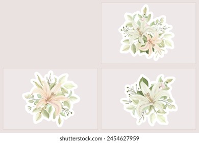 spring summer floral bouquets and stickers illustration