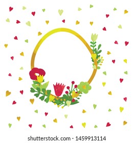 Spring- summer floral cluster, easter element, card template white isolated