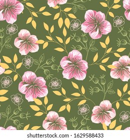 Spring Summer Floral Vector Seamless Pattern