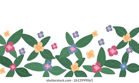  spring and summer flower background. Botanical vector illustration