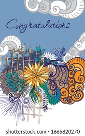 spring and summer flower greeting card, congratulations