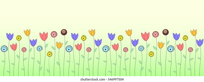 Spring or summer flower greeting card. Vector illustration.