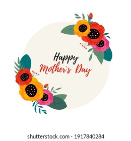 Spring and Summer flowers bright background. Happy Mother's Day poster. Vector Illustration