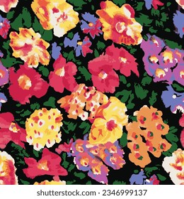 Spring summer flowers pattern, botanical illustration