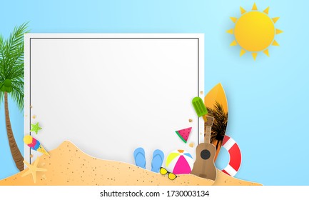 Spring Summer frame poster, swim ring greeting background. banner  vector illustration and design for poster card,