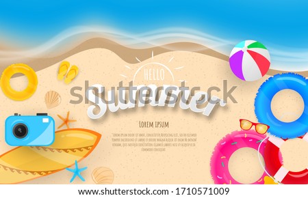 Spring Summer frame poster, swim ring greeting background. banner  vector illustration and design for poster card,