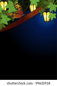 spring and summer garden lanterns lamps  night decor vector