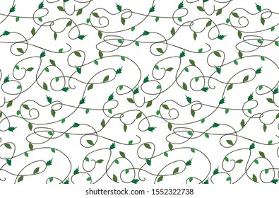 spring summer garland seamless pattern. bindweed. green succulent leaves on a white background. For printing on fabric, postcards, notebooks, clothes, website, social networks. morning freshness. Mint