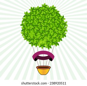 Spring Summer hot air balloon   made from leaves  banner 
