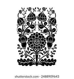 Spring summer illustration with black wild flower