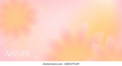 Spring, summer landscape. Natural pink, peach colors gradient background. Abstract  flowers. Soft vector mesh gradient.