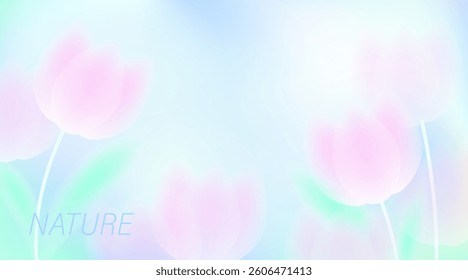 Spring, summer landscape. Natural pink, violet colors gradient background. Abstract  flowers. Soft vector mesh gradient.
