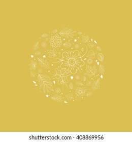 Spring or Summer Leaves and Flowers Watercolor Design Template. Colorful Spring Romantic Postcard.