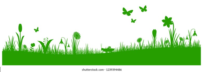 spring summer meadow silhouette