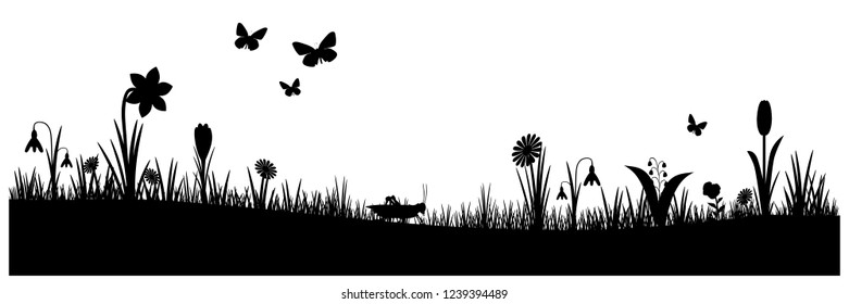 spring summer meadow silhouette