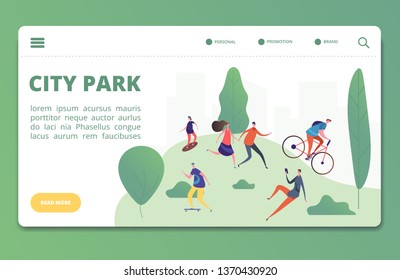 Spring, Summer Outdoor Activities Vector Landing Page Template