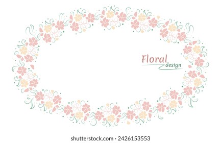 Spring summer oval shaped floral frame with copy space