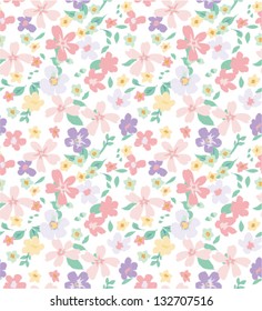 spring summer pastels tiny bloom flower seamless pattern background