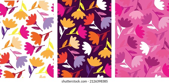 Patrón de verano de primavera con flores. Fondo de la plantilla floral. Conjunto de flores de patrón.