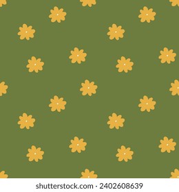 The spring and summer pattern. Seamless floral pattern for textiles, wrapping paper, wallpaper. Green background and daisies