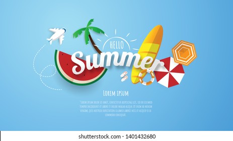 Afiche de verano de primavera, ilustración vectorial de banner y diseño de la tarjeta de póster,