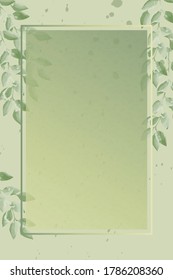 Spring and summer rectangle frame with bright green tropical leaves. Vector watercolor illustration. Rectangle line art with leaves design.