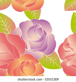 Spring summer rose flower seamless pattern