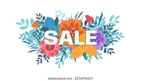 Spring or summer Sale banner with flowers.