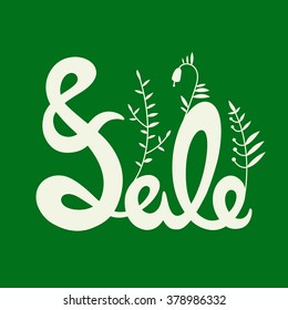 Spring and summer sale vector. Season simple typographic illustration. Hand lettering design.
