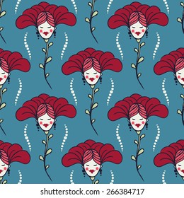 spring or summer seamless pattern  with abstract flower