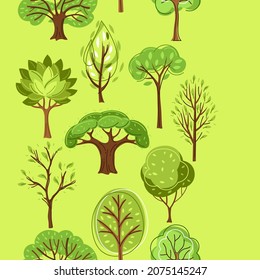 Spring or summer seamless pattern with stylized trees.