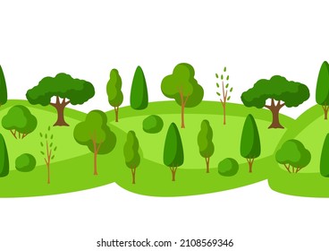 Spring or summer seamless pattern with stylized trees.