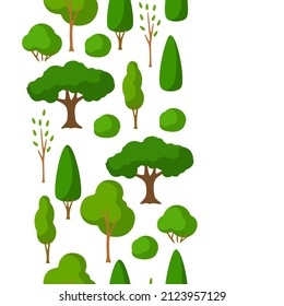 Spring or summer seamless pattern with stylized trees.