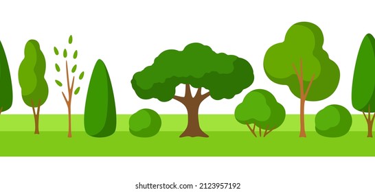 Spring or summer seamless pattern with stylized trees.