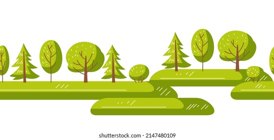 Spring or summer seamless pattern with stylized trees.
