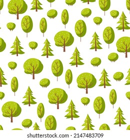 Spring or summer seamless pattern with stylized trees.