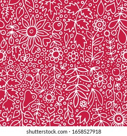 spring and summer seamless vector design fabric pattern with flowers and hearts