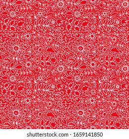 spring and summer seamless vector design fabric pattern with flowers and hearts
